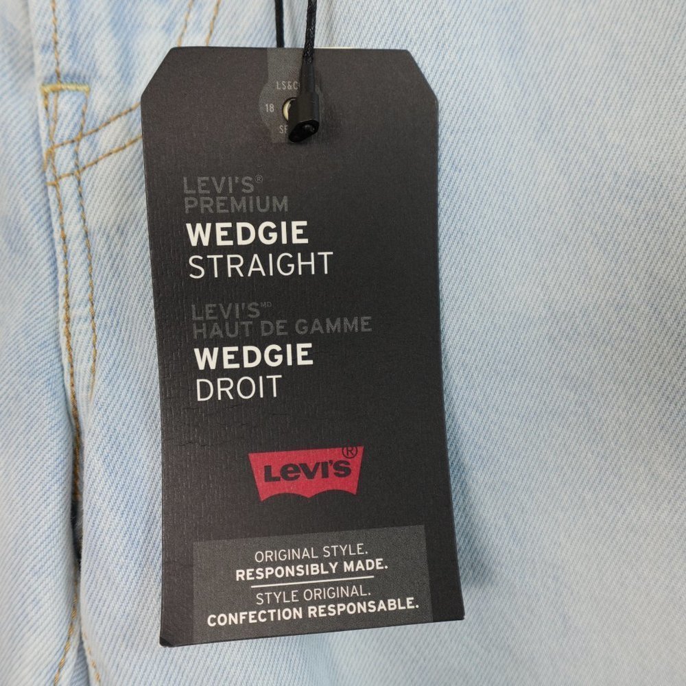 ❌SOLD❌ LEVI'S Wedgie Straight Jeans Light Blue Acid wash High Rise Denim 25X26 - Picture 10 of 14